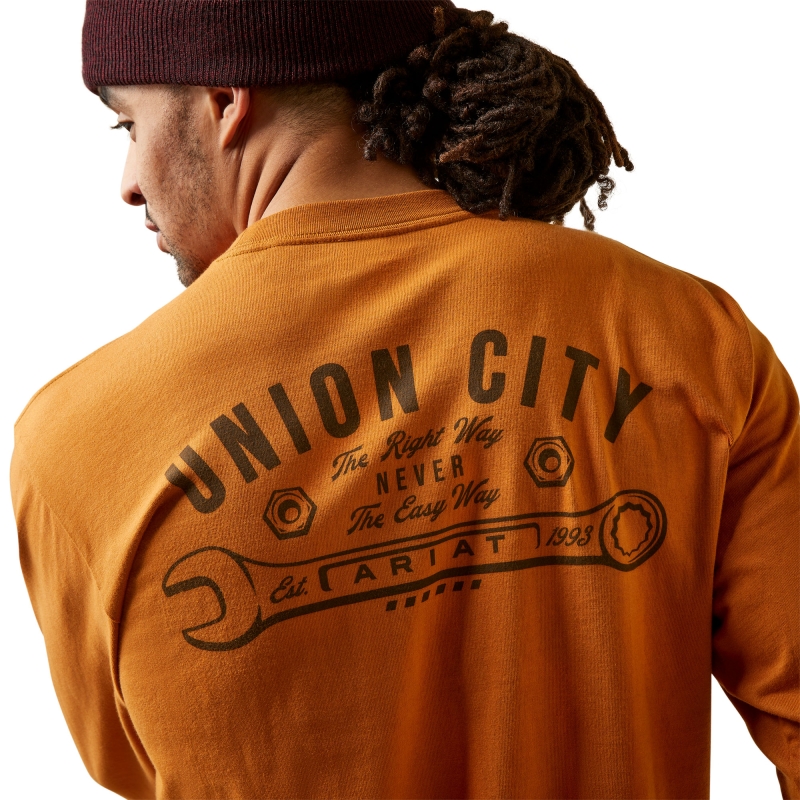 Ariat Rebar Cotton Strongâ„¢ Union City Crewneck L/S Shirt - Honey Ginger