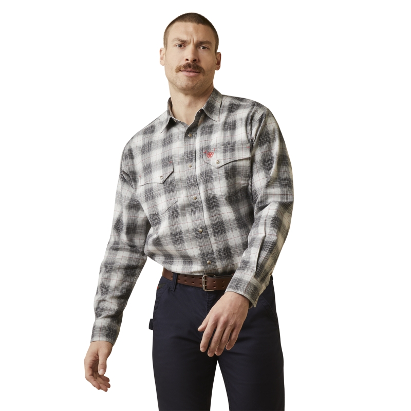 *SALE* ONLY 3XLT & 4XL LEFT!! Ariat FR Cogburn Snap Front L/S Work Shirt - Charcoal Grey