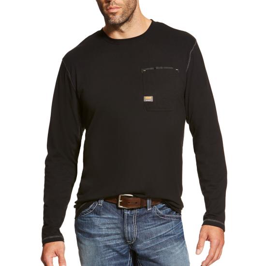 *SALE* ONLY SIZE SMALL LEFT!!  Ariat Rebar Workman Crewneck Pocket L/S Shirt - Black