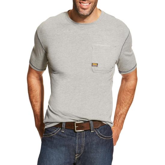 Ariat Rebar Workman Crewneck Pocket S/S Shirt - Heather Gray