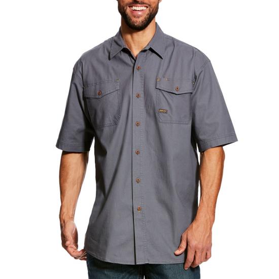 *SALE* ONLY M - LT - XL - XLT - LEFT!!  Ariat Rebar Made Tough Button Front S/S Work Shirt- Steel