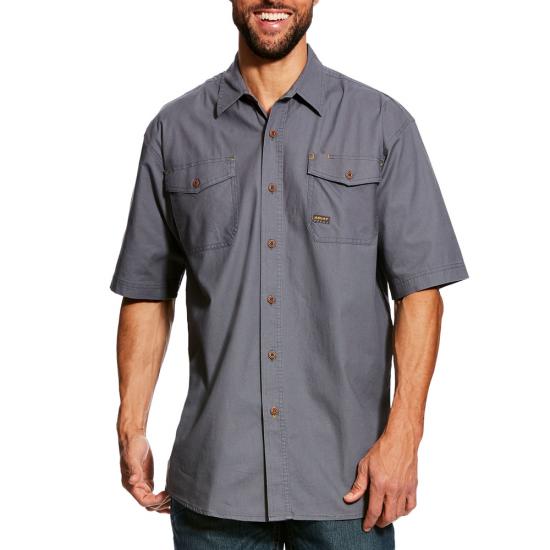 Ariat Rebar Made Tough Button Front S/S Work Shirt- Steel