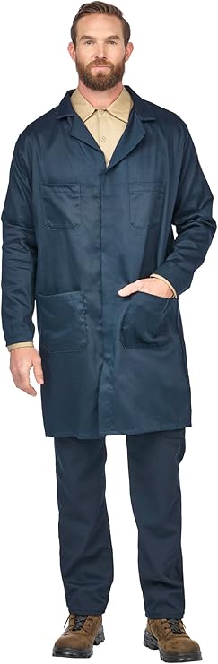 Bulwark FR Concealed Snap Front Lab Coat - Navy