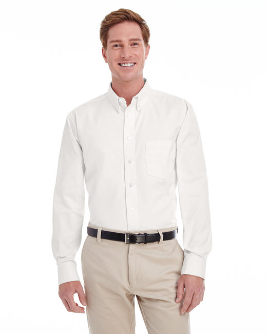 Harriton Foundation 100% Cotton Twill with Teflo Button Front L/S Shirt - TALL SIZES ONLY
