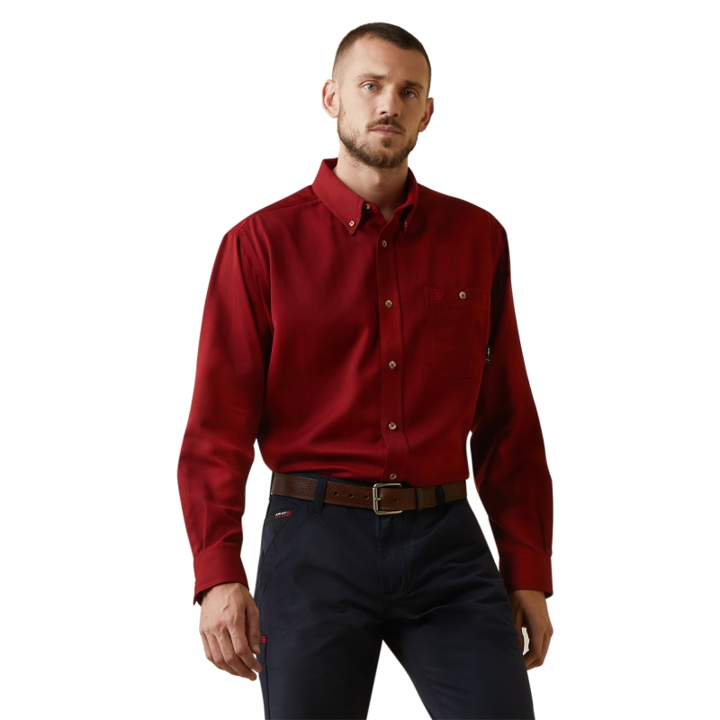 Ariat FR Button Front Air Inherent Work Shirt - Red Heather