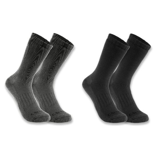 Carhartt Midweight Synthetic-Wool Blend Woodgrain Crew Sock - 2 Pack