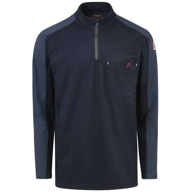 Bulwark FR Quarter-Zip Flex Knit L/S Shirt - Navy