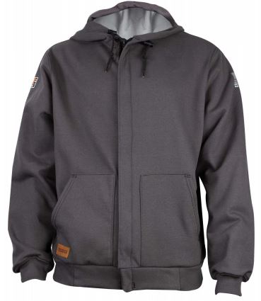 NSA TECGEN FR Thermal Lined Heavyweight Zip-Front Hooded Sweatshirt - Charcoal Gray