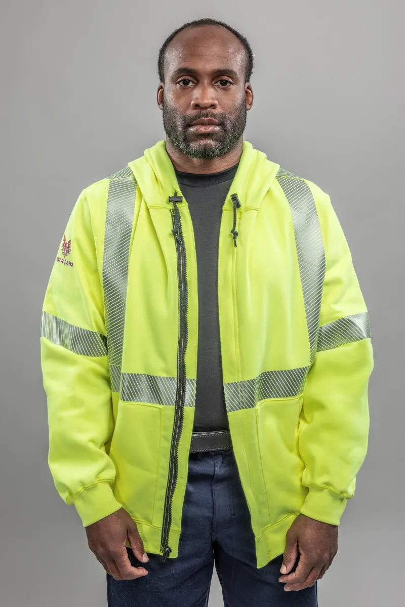 NSA DRIFIRE® FR HI-VIS Class 3 Midweight Hooded Zip-Front Sweatshirt - Hi-Vis Yellow