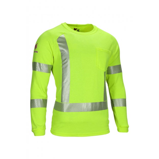 NSA DriFire FR Helix Class 3 Type R Dual Hazard Pocket L/S Shirt  - HI VIS Yellow